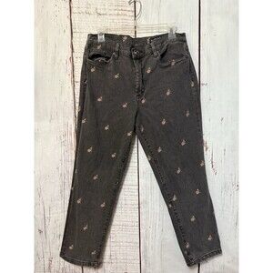 BLANKNYC The Madison Crop Rosebud Embroidered Floral Denim Jeans Black Size 31